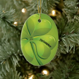 Irish St. Patrick's Day Green Kleeblatt Personaliz Keramik Ornament