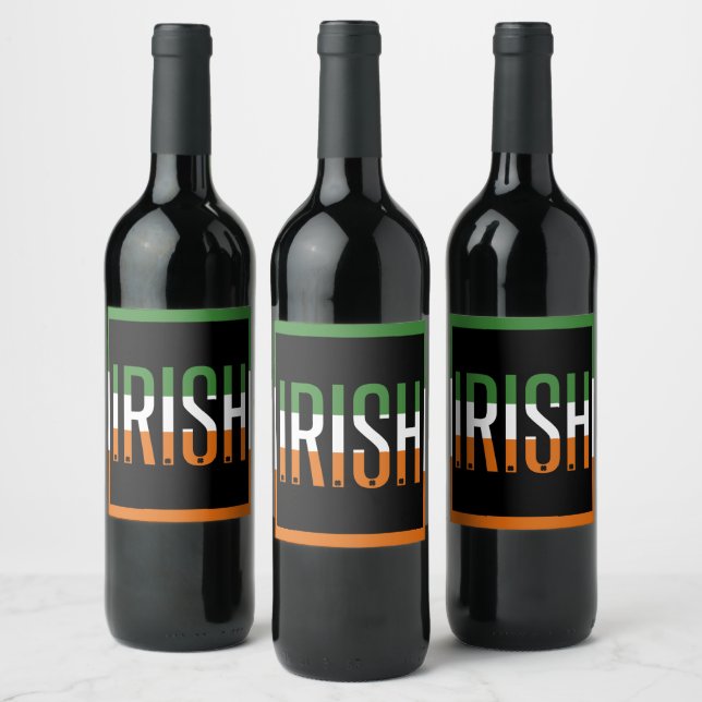 Irish St Patrick's Day Ireland Flag Kleeblatt Luck Weinetikett (Flaschen)