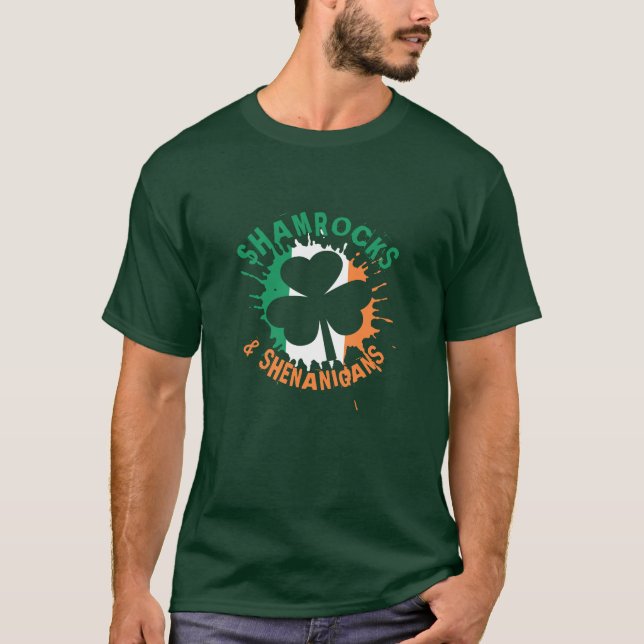 Irish St Patricks Day Kleeblatts und Shenanigans T-Shirt (Vorderseite)
