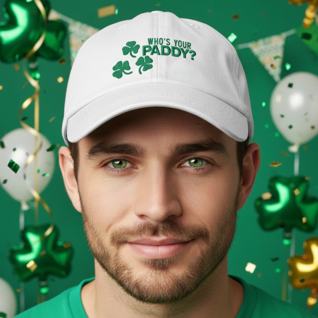 Irish St Patricks Day Whoi Your Paddy Bestickte Baseballkappe (Irish St Patricks Day Whos Your Paddy Embroidered Baseball Cap by Ricaso. Funny Irish shamrock cap
)