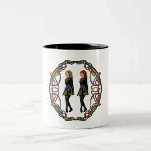 Irish Step Tänzer in keltischer Knüpfarbeit Zweifarbige Tasse