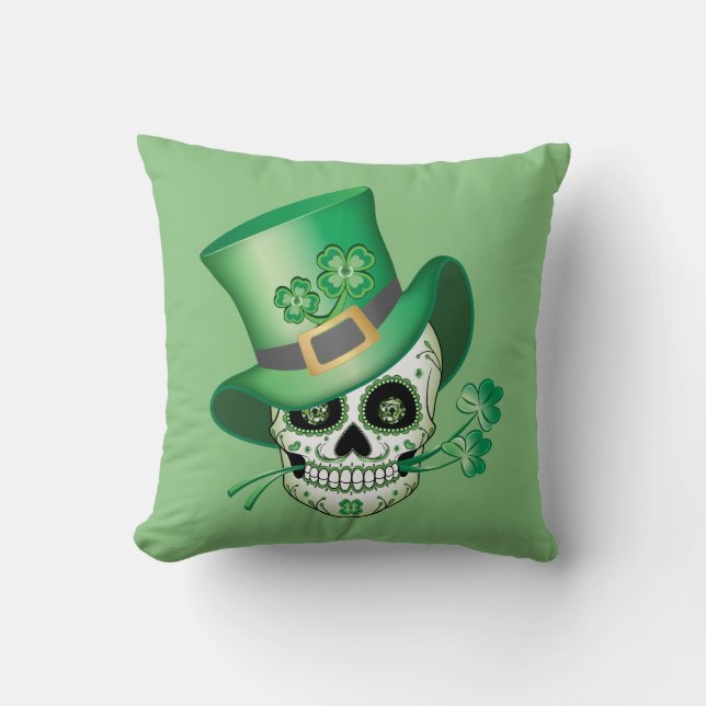 Irish Sugar Skull Kissen (Vorderseite)