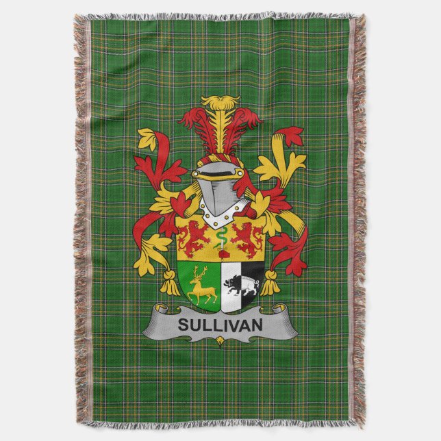 Irish Sullivan oder O_Sullivan Coat of Arms Family Decke (Vorderseite Vertikal)