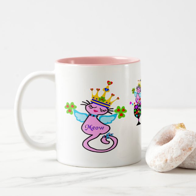 ☘ Irish Swanky Queen-Cat Fabulous Classic Zweifarbige Tasse (Mit Donut)