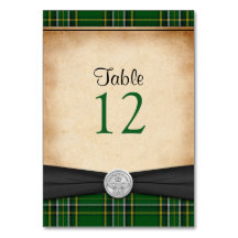 Irish Tartan Claddagh Celtic Wedding Table Card