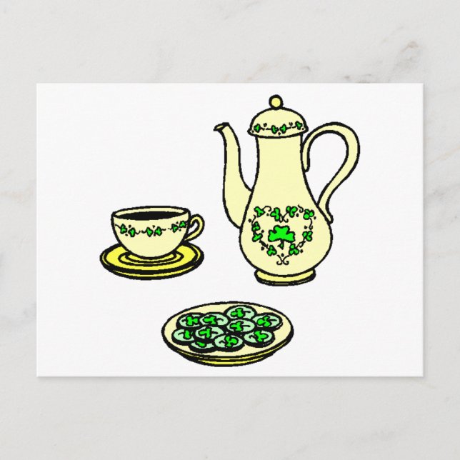 Irish Tea Set St. Patrick's Day Postcard Postkarte (Vorderseite)