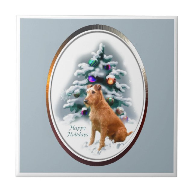 Irish Terrier Christmas Fliese (Vorderseite)