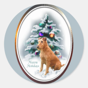 Irish Terrier Christmas Geschenke Runder Aufkleber