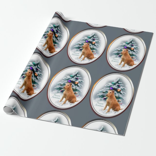 Irish Terrier Christmas Geschenkpapier (Ungerollt)