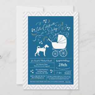 Irish Terrier Dog Baby Shower Blue Boy Einladung