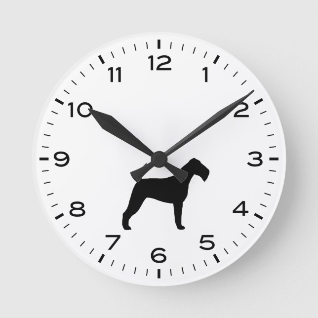 Irish Terrier Dog Breed Silhouette Runde Wanduhr (Vorderseite)