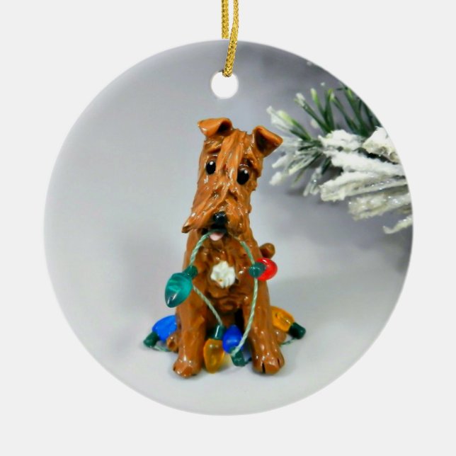 Irish Terrier Dog Keramik Ornament (Vorne)