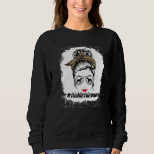 Irish Terrier Dog Mama Bleached Messy Bun Leopard  Sweatshirt
