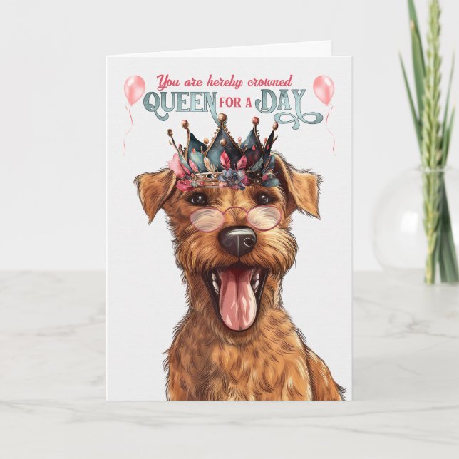 Irish Terrier Dog Queen Day Funny Birthday Karte (Vorderseite)