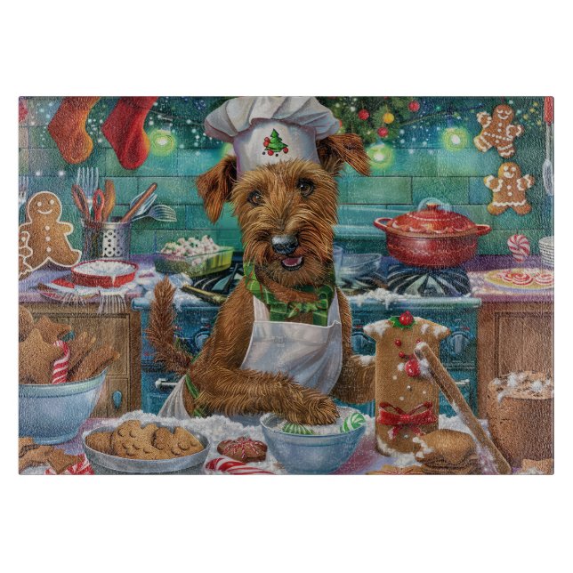 Irish Terrier Holiday Baking: Festliche Weihnachte Schneidebrett (Vorderseite)