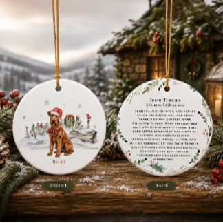 Irish-Terrier-Hund-Monogramm Keramik Ornament