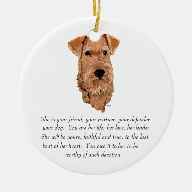 Irish Terrier Keepake - Female Keramikornament (Vorne)