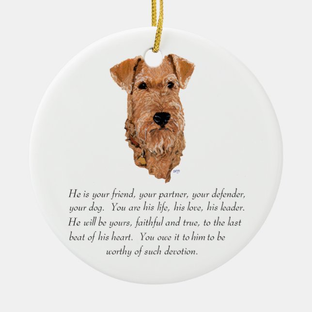 Irish Terrier Keepake - Männlich Keramikornament (Vorne)