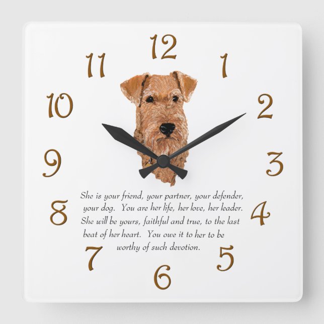 Irish Terrier Keepsake - Female Quadratische Wanduhr (Vorderseite)