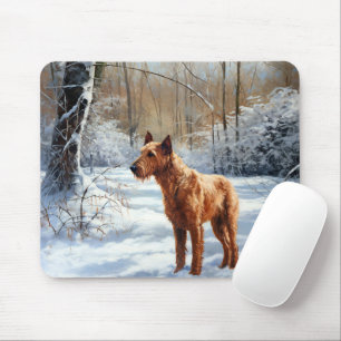 Irish Terrier Lass es schneien Weihnachten Mousepad