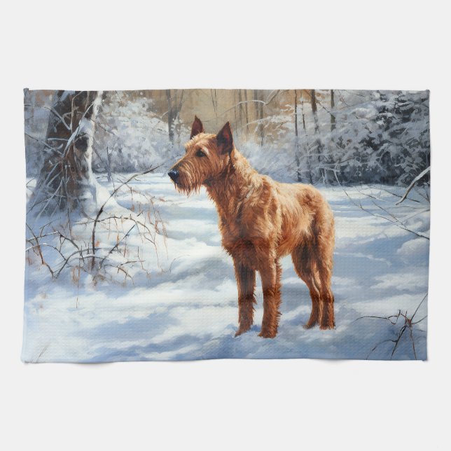 Irish Terrier Let It Snow Weihnachten Geschirrtuch (Horizontal)