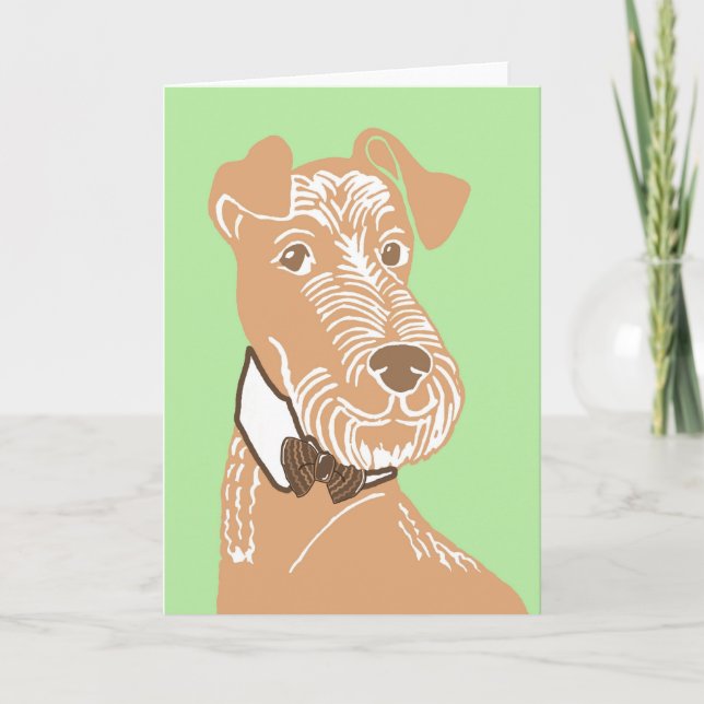 Irish Terrier mit Bowtie Grußkarte Karte (Vorderseite)