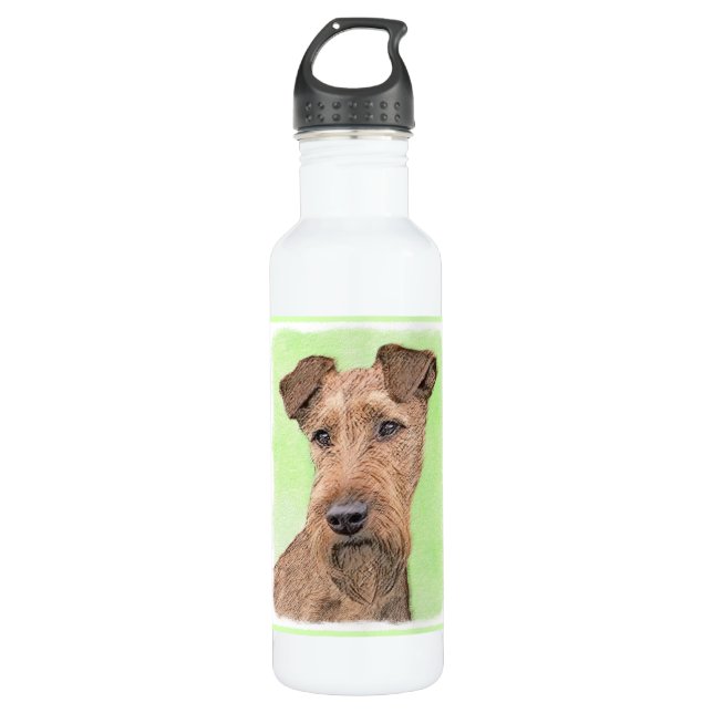 Irish Terrier Painting - Cute Original Dog Art Edelstahlflasche (Vorderseite)