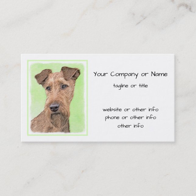 Irish Terrier Painting - Niedliche Hundekunst Visitenkarte (Vorderseite)