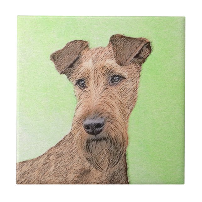 Irish Terrier Painting - Niedliche Original Dog Ar Fliese (Vorderseite)