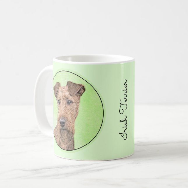 Irish Terrier Painting - Niedliche Original Dog Ar Kaffeetasse (Vorderseite Links)