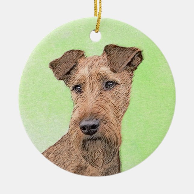 Irish Terrier Painting - Niedliche Original Dog Ar Keramik Ornament (Vorne)