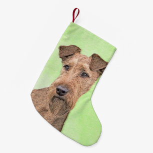 Irish Terrier Painting - Niedliche Original Dog Ar Kleiner Weihnachtsstrumpf