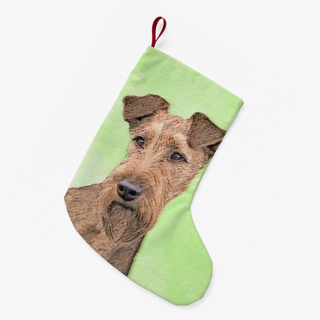 Irish Terrier Painting - Niedliche Original Dog Ar Kleiner Weihnachtsstrumpf (Vorderansicht (hängend))