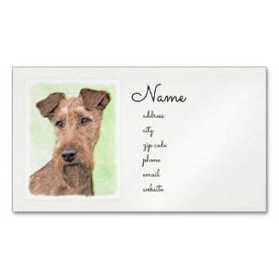 Irish Terrier Painting - Niedliche Original Dog Ar Magnetische Visitenkarte