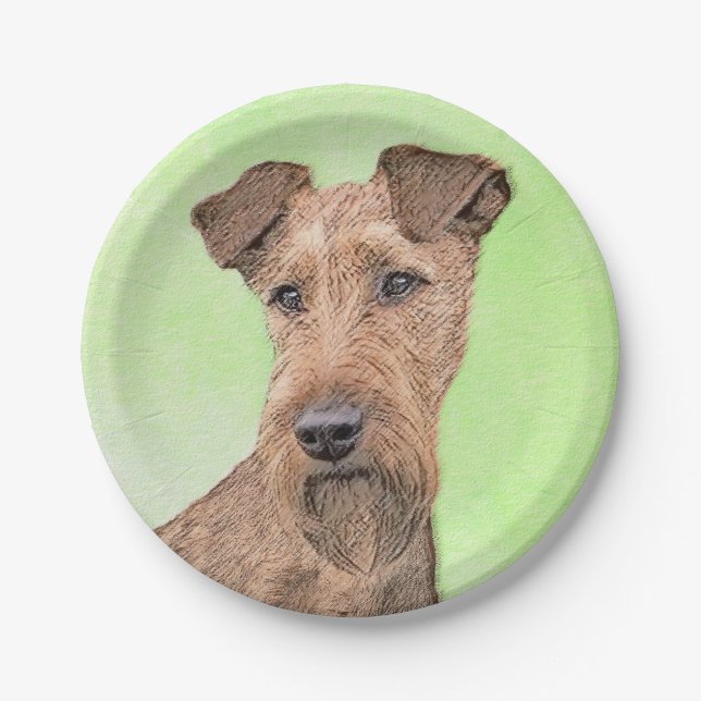Irish Terrier Painting - Niedliche Original Dog Ar Pappteller (Vorderseite)
