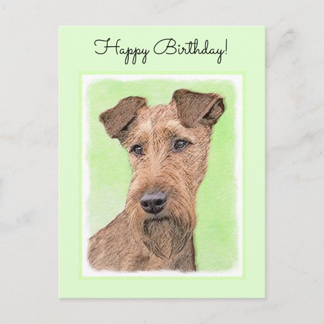 Irish Terrier Painting - Niedliche Original Dog Ar Postkarte (Vorderseite)