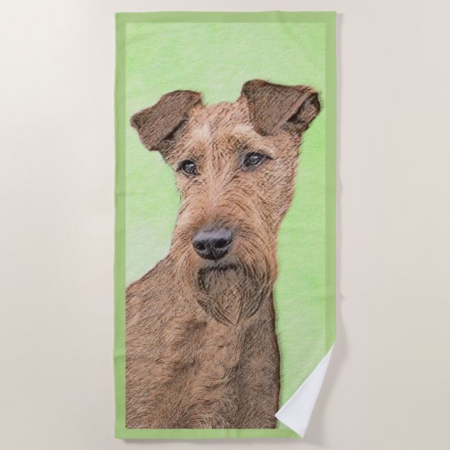 Irish Terrier Painting - Niedliche Original Dog Ar Strandtuch (Vorderseite)
