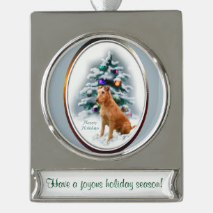 Irish Terrier Personalisiert Weihnachten Banner-Ornament Silber