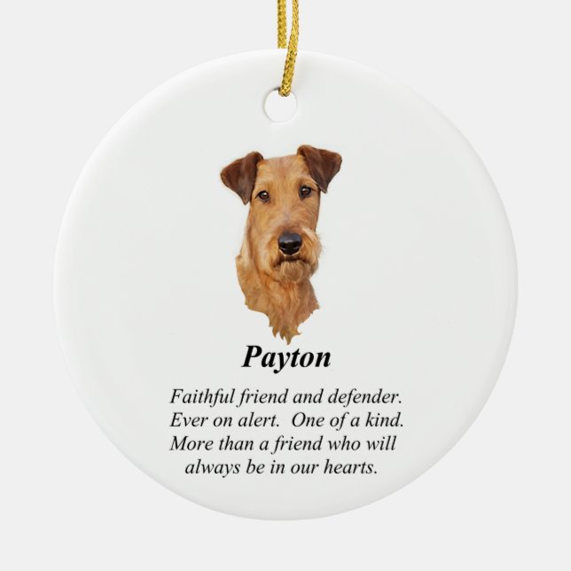 Irish Terrier Rainbow Bridge Keramik Ornament (Vorne)