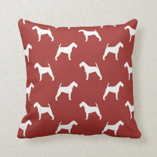 Irish Terrier Silhouetten Pattern Red Kissen