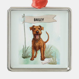 Irish Terrier Wasserfarbe Personalisierter Hund Ornament Aus Metall