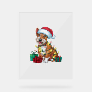 Irish Terrier Xmas Lights Santa Irish Terrier Dog Acrylschild