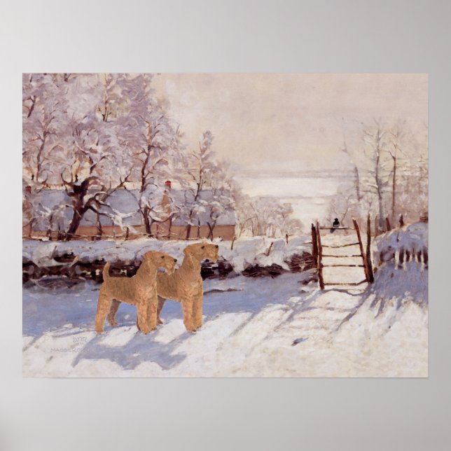 Irish Terriers im Winter Poster (Vorne)