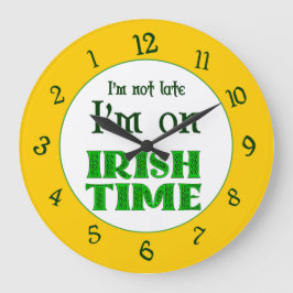 Irish Time Backwards Numbers Clock Große Wanduhr