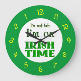 Irish Time Backwards Numbers Clock Große Wanduhr
