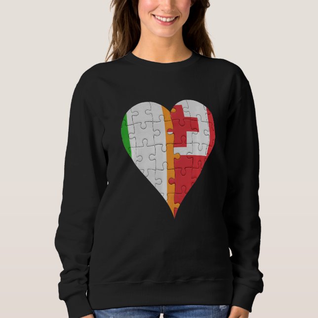Irish Togan Flag Herz Sweatshirt (Vorderseite)