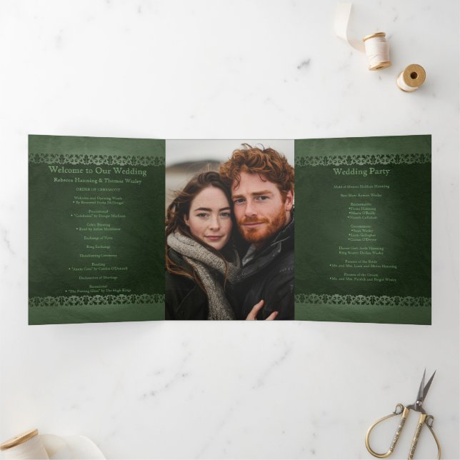Irish Traditional Foto Celtic Cross Wedding Dreifach-gefaltete Programmkarte (Innenseite)