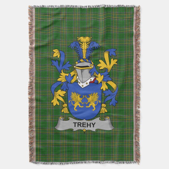 Irish Trehy oder O_Trehy Coat of Arms Familienwapp Decke (Vorderseite Vertikal)