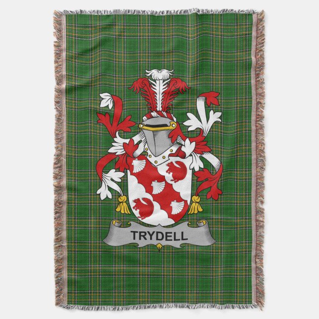 Irish Trydell Coat of Arms Familienwappen Irland Decke (Vorderseite Vertikal)