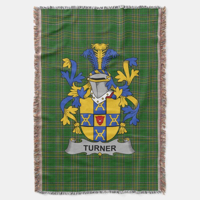 Irish Turner Coat of Arms Familienwappen Irland Decke (Vorderseite Vertikal)